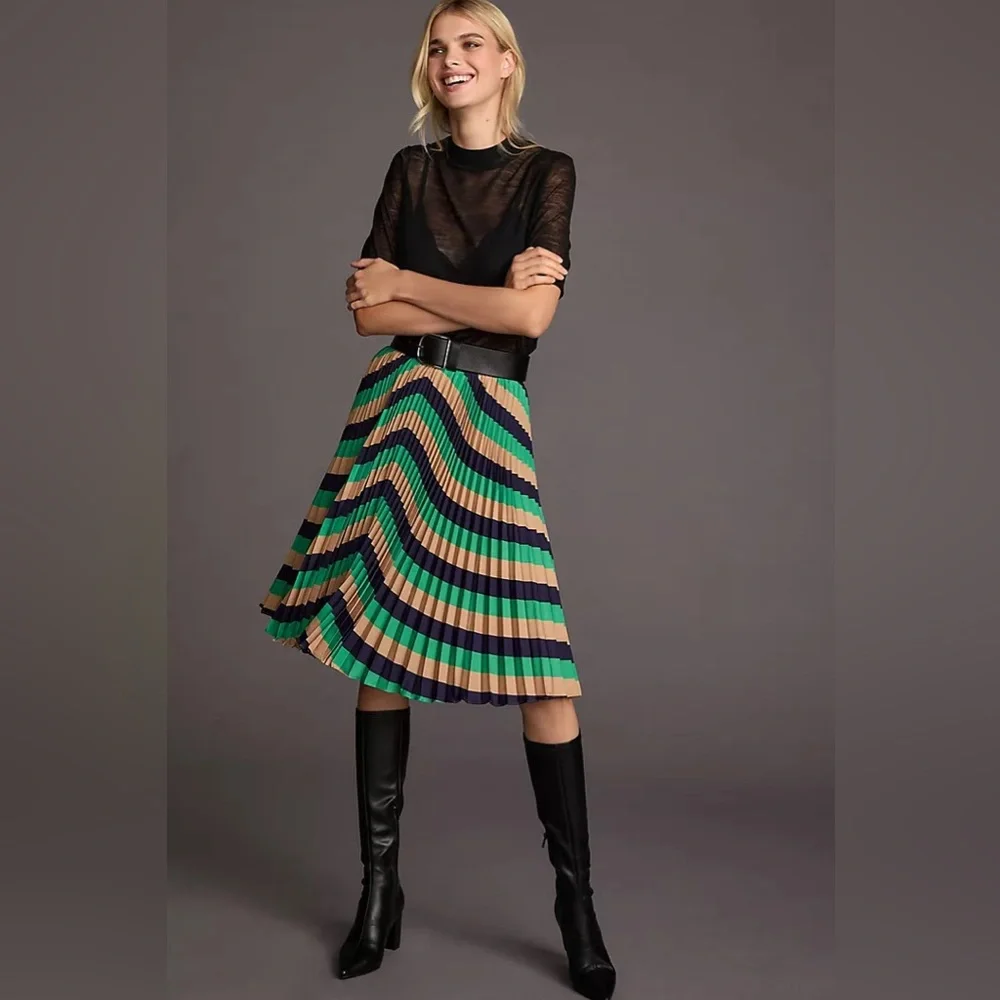 Anthropologie The Valerie Pleated Midi Skirt by Maeve Michelle Armas Edition 6 - Picture 2 of 8